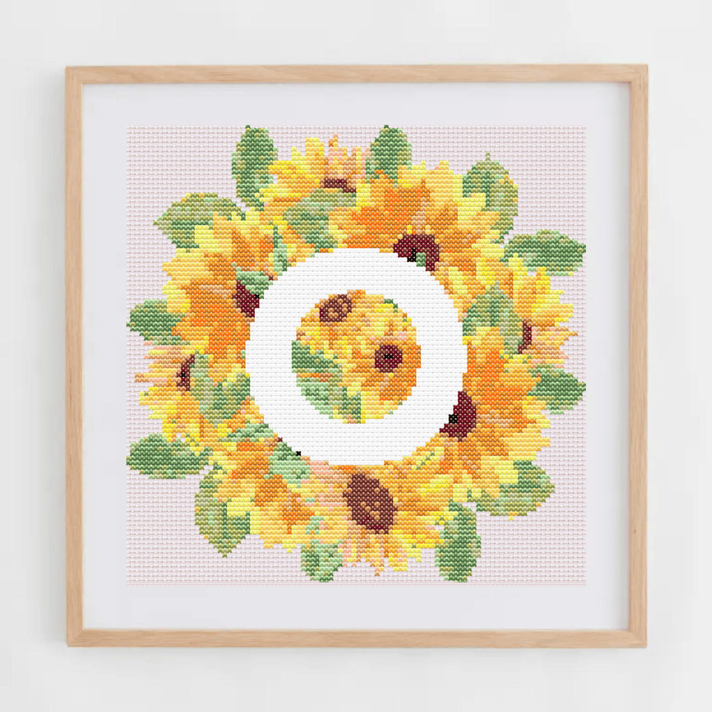 Initial Cross Stitch Pattern | Letter With Sunflower Cross Stitch Chart | Cross Stitch Monogram PDF