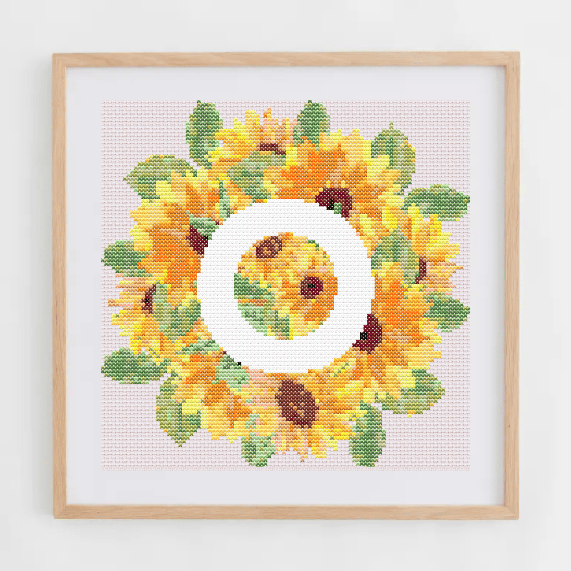 Initial Cross Stitch Pattern | Letter With Sunflower Cross Stitch Chart | Cross Stitch Monogram PDF