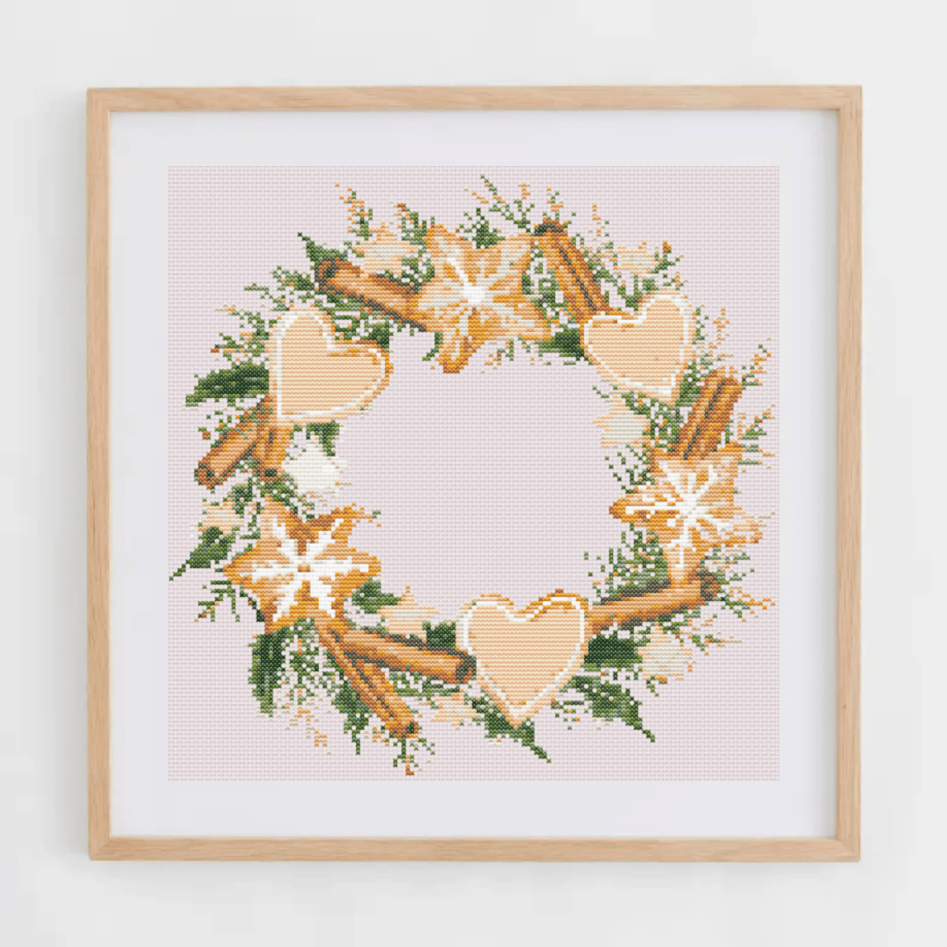 Gingerbread Christmas Wreath Cross Stitch Pattern | Christmas Wreath Cross Stitch Pattern | Christmas Cross Stitch Chart