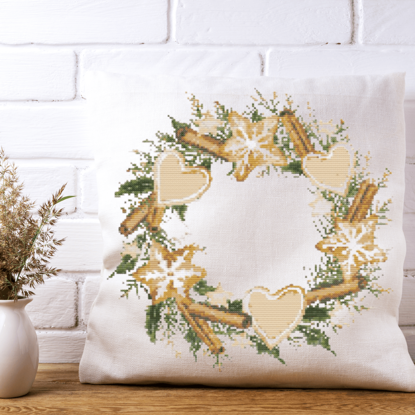 Gingerbread Christmas Wreath Cross Stitch Pattern | Christmas Wreath Cross Stitch Pattern | Christmas Cross Stitch Chart