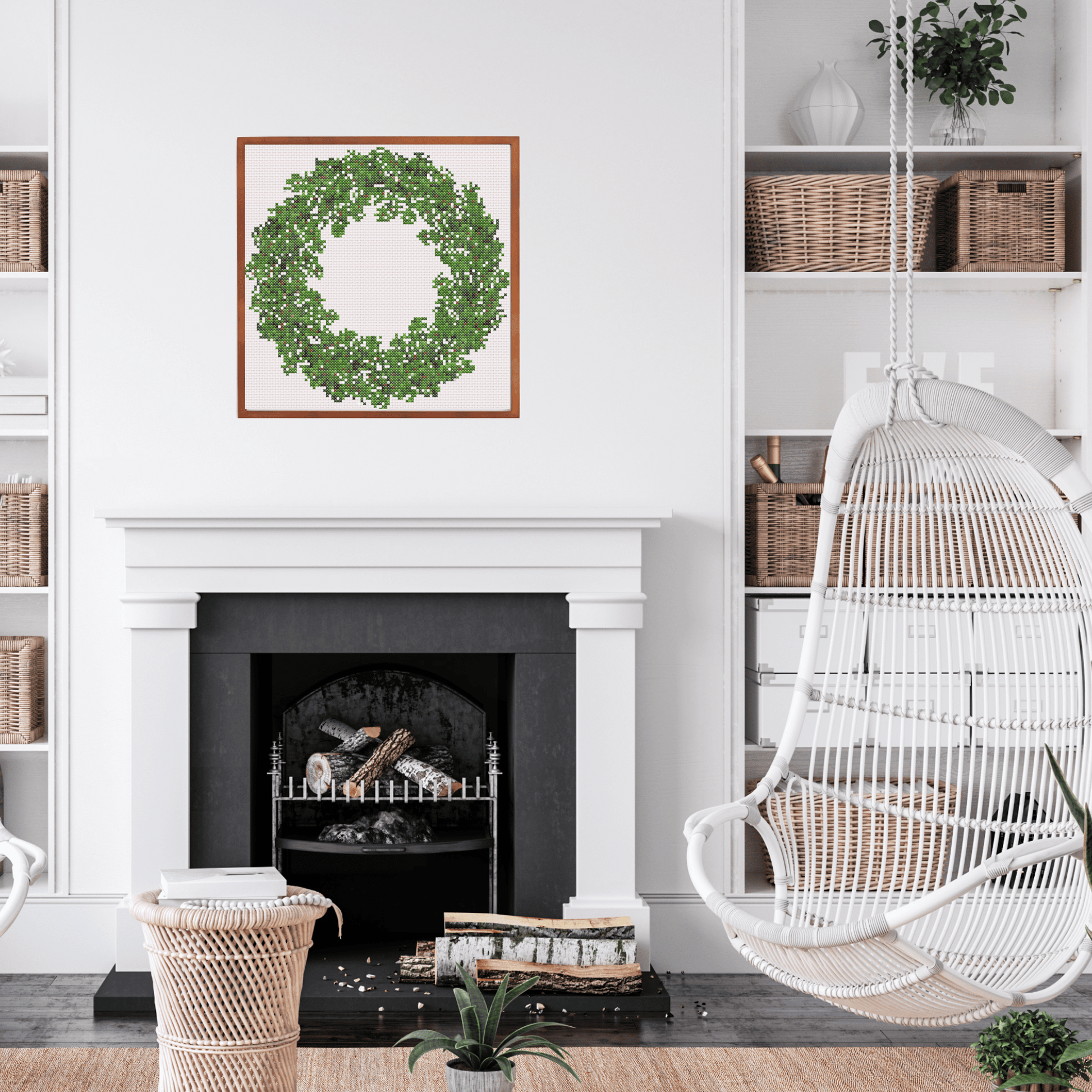 Plain Christmas wreath cross-stitch pattern | Christmas Wreath Cross Stitch Chart | Christmas Cross Stitch Pattern