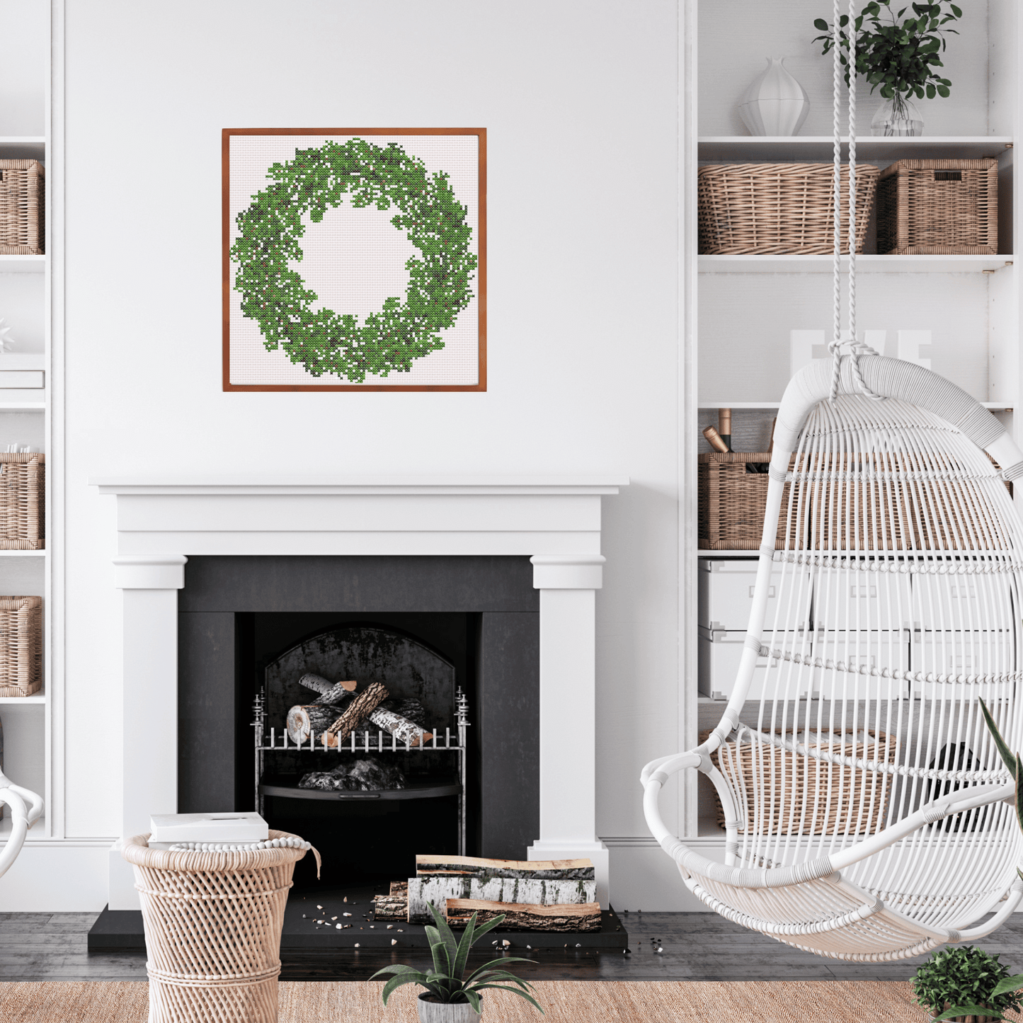 Plain Christmas wreath cross-stitch pattern | Christmas Wreath Cross Stitch Chart | Christmas Cross Stitch Pattern