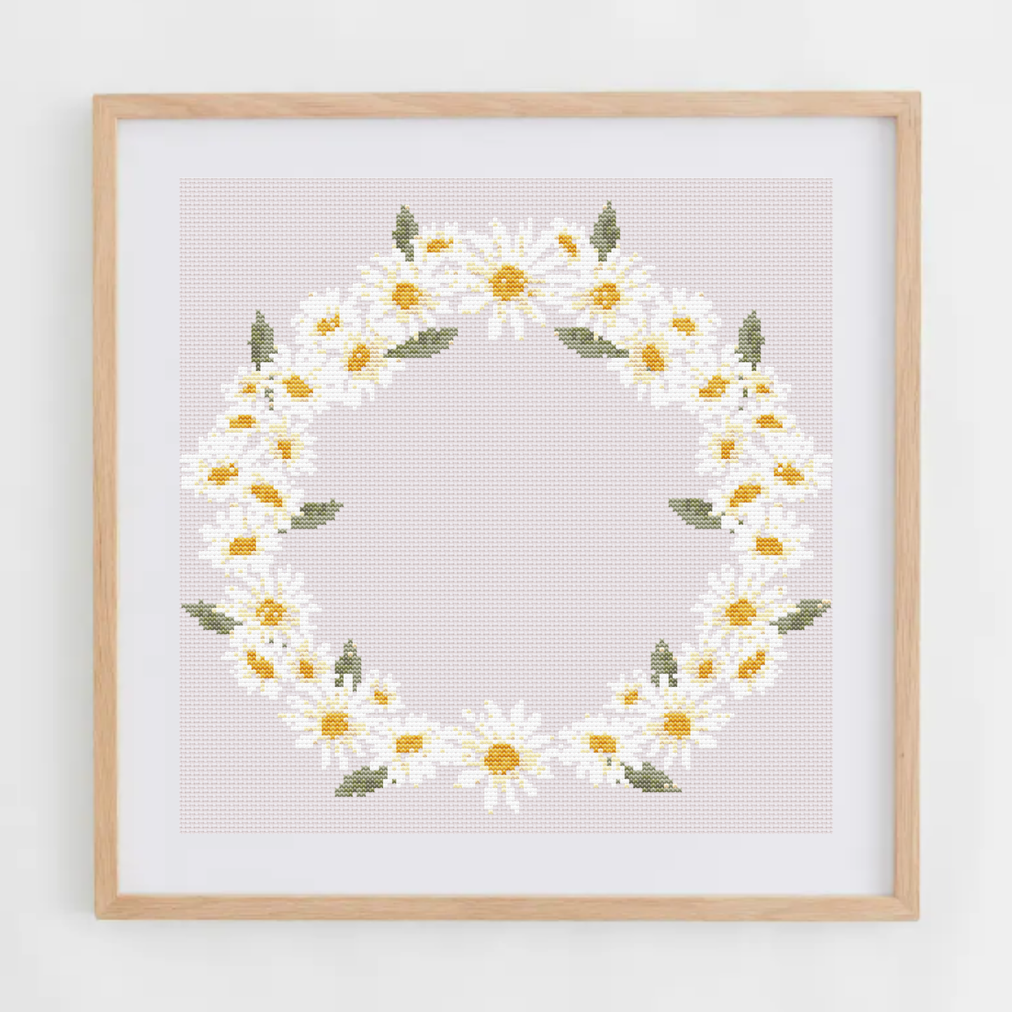 Daisies Wreath Cross Stitch Pattern | Flower Wreath Cross Stitch Chart PDF