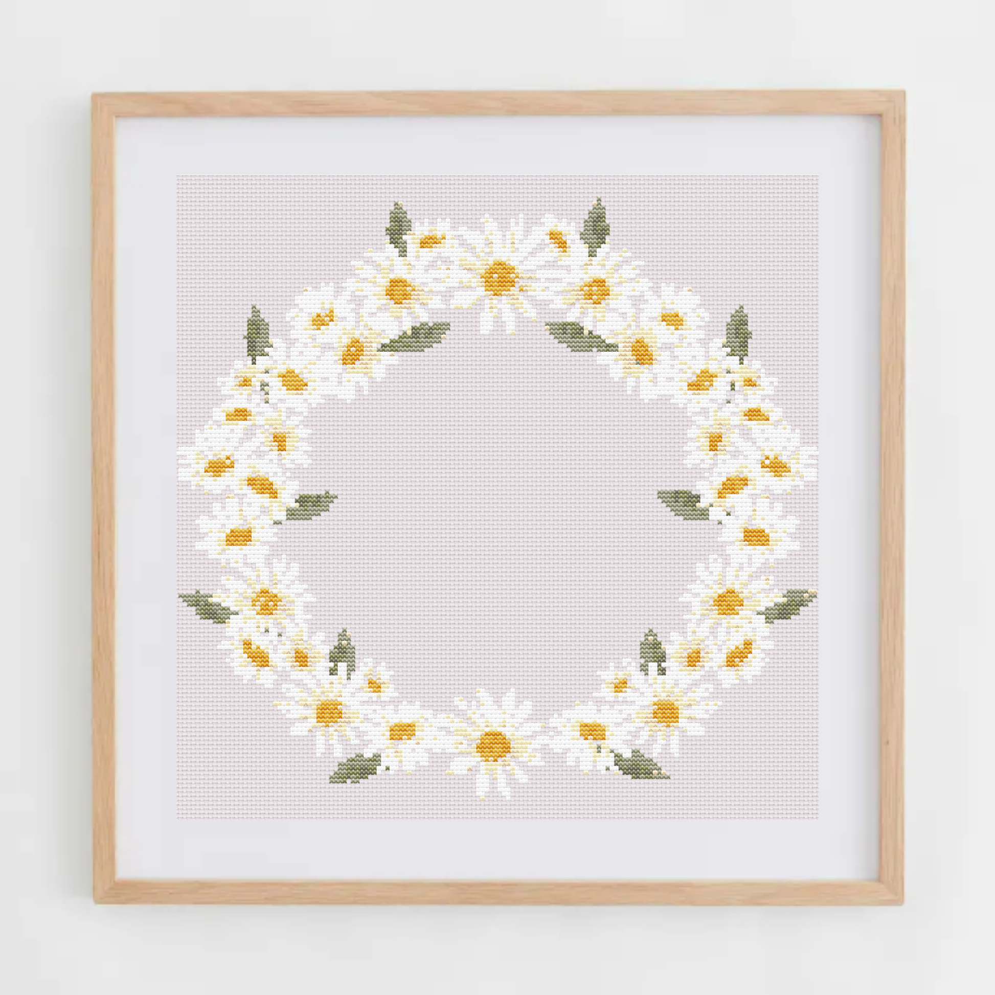 Daisies Wreath Cross Stitch Pattern | Flower Wreath Cross Stitch Chart PDF