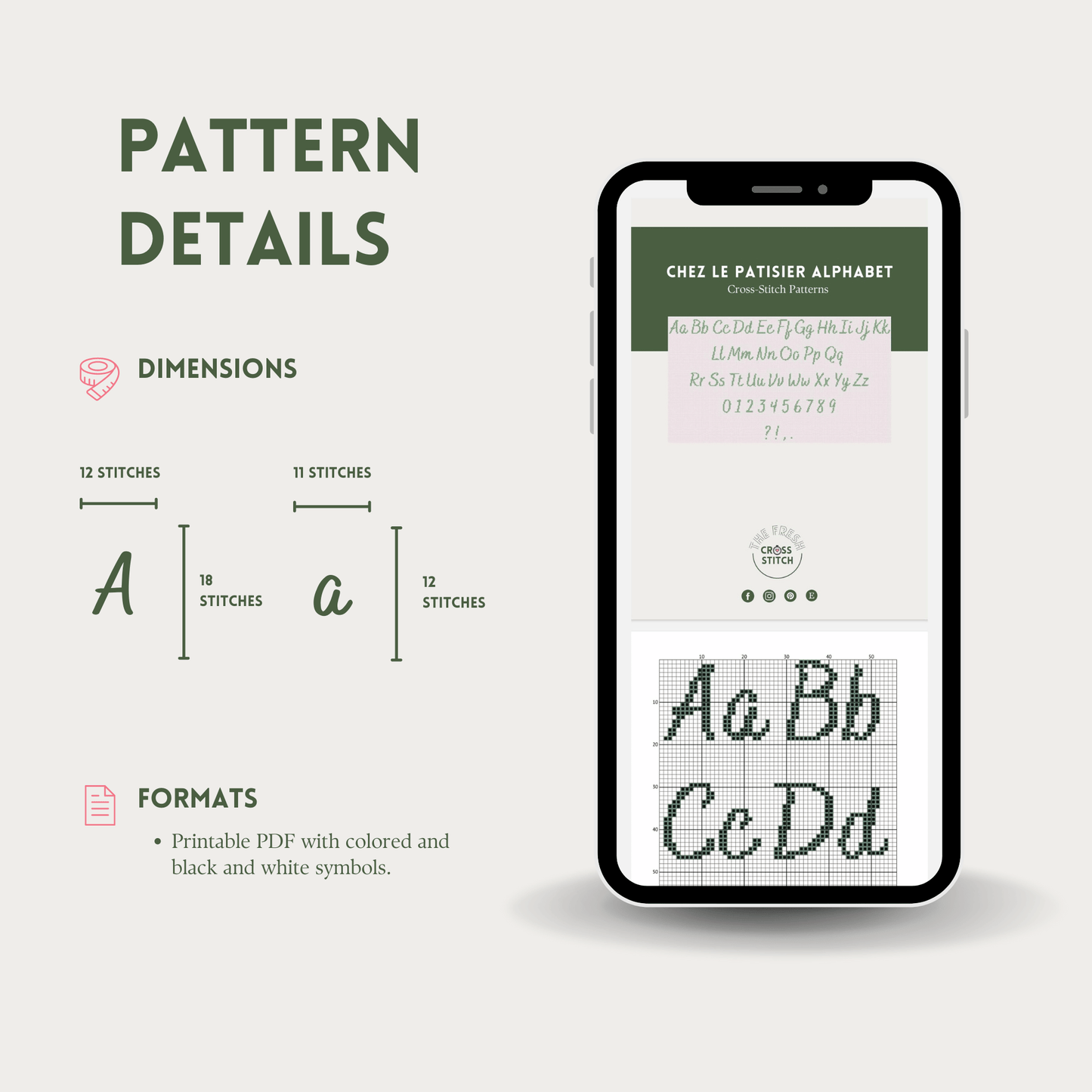 Chez Le Patisier Cross Stitch Pattern | Alphabet Cross Stitch Pattern | Font Cross Stitch Chart