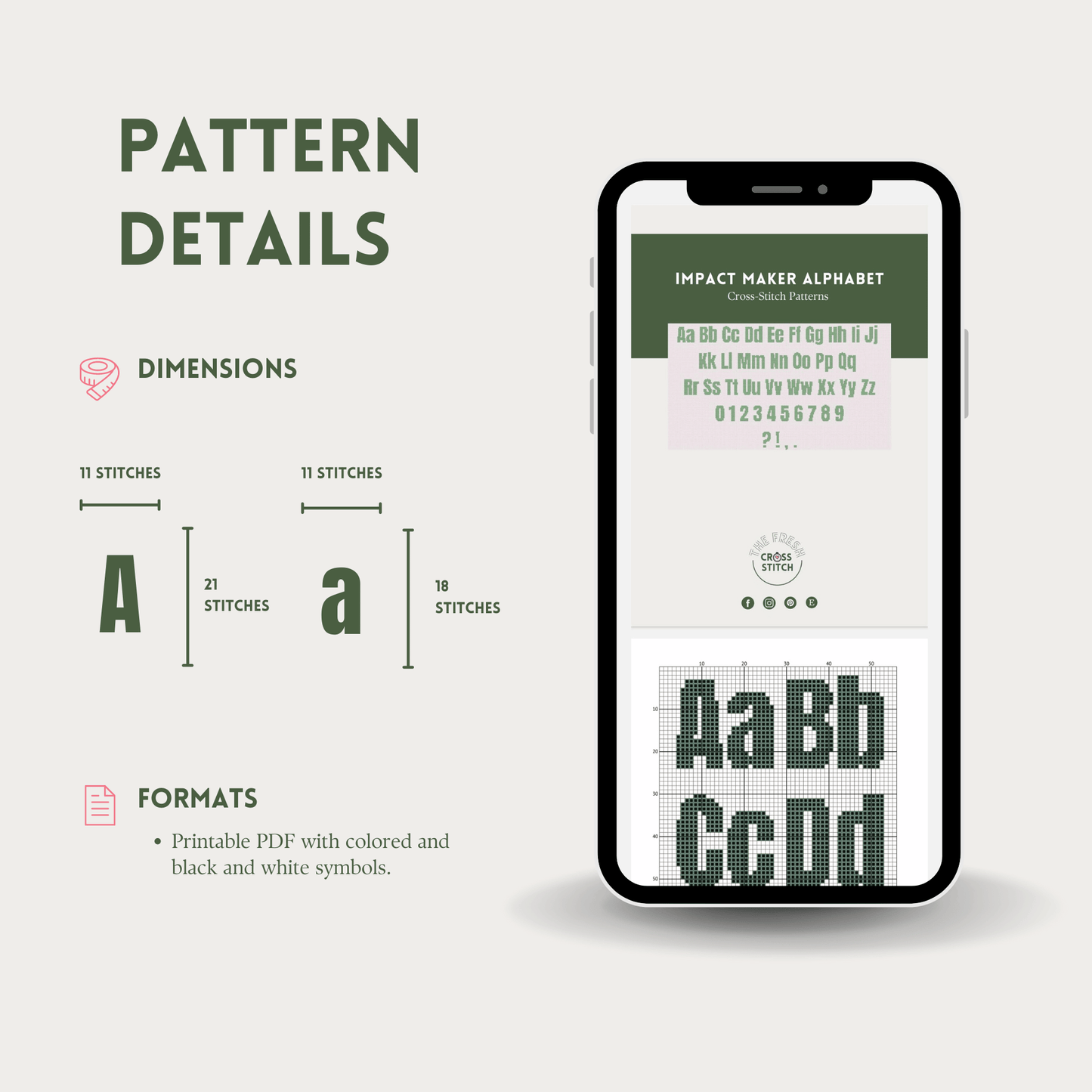 Impression Maker Alphabet Cross Stitch Pattern | Alphabet Cross Stitch Chart | Font Cross Stitch Pattern