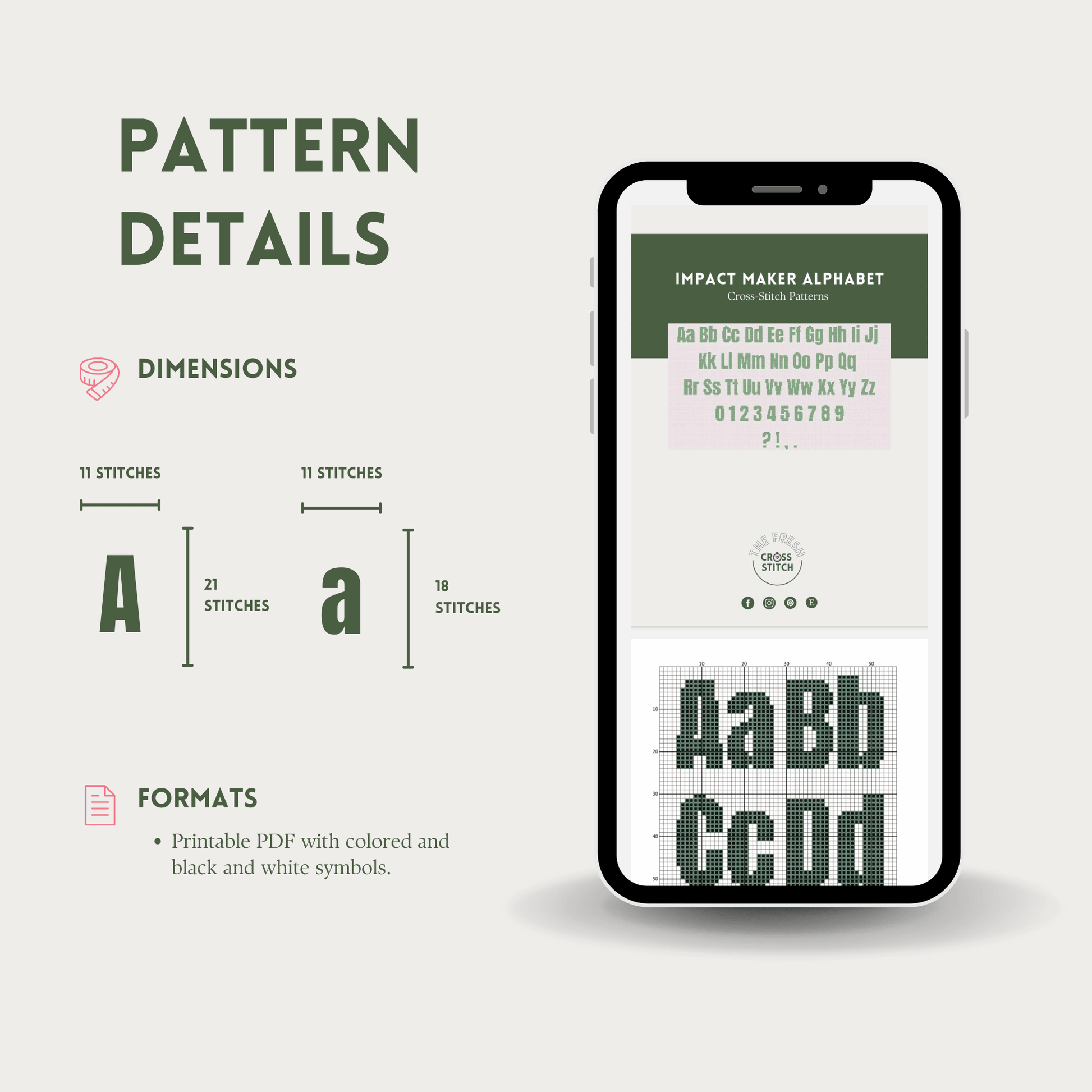 Impression Maker Alphabet Cross Stitch Pattern | Alphabet Cross Stitch Chart | Font Cross Stitch Pattern