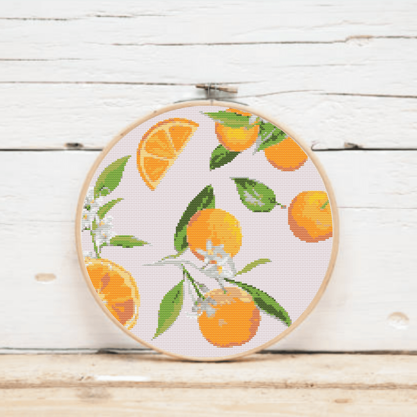 Watercolor oranges cross-stitch pattern | Fruit cross stitch pattern | Modern and pretty cross stitch patterns in PDF