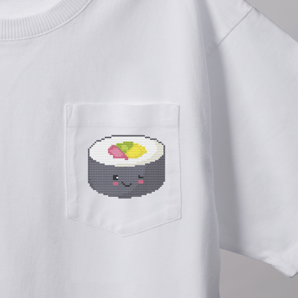 Sushi Cross Stitch Pattern Free | Free Cross Stitch Chart Sushi Roll | Kawaii Suchi Cross Stitch Pattern Free