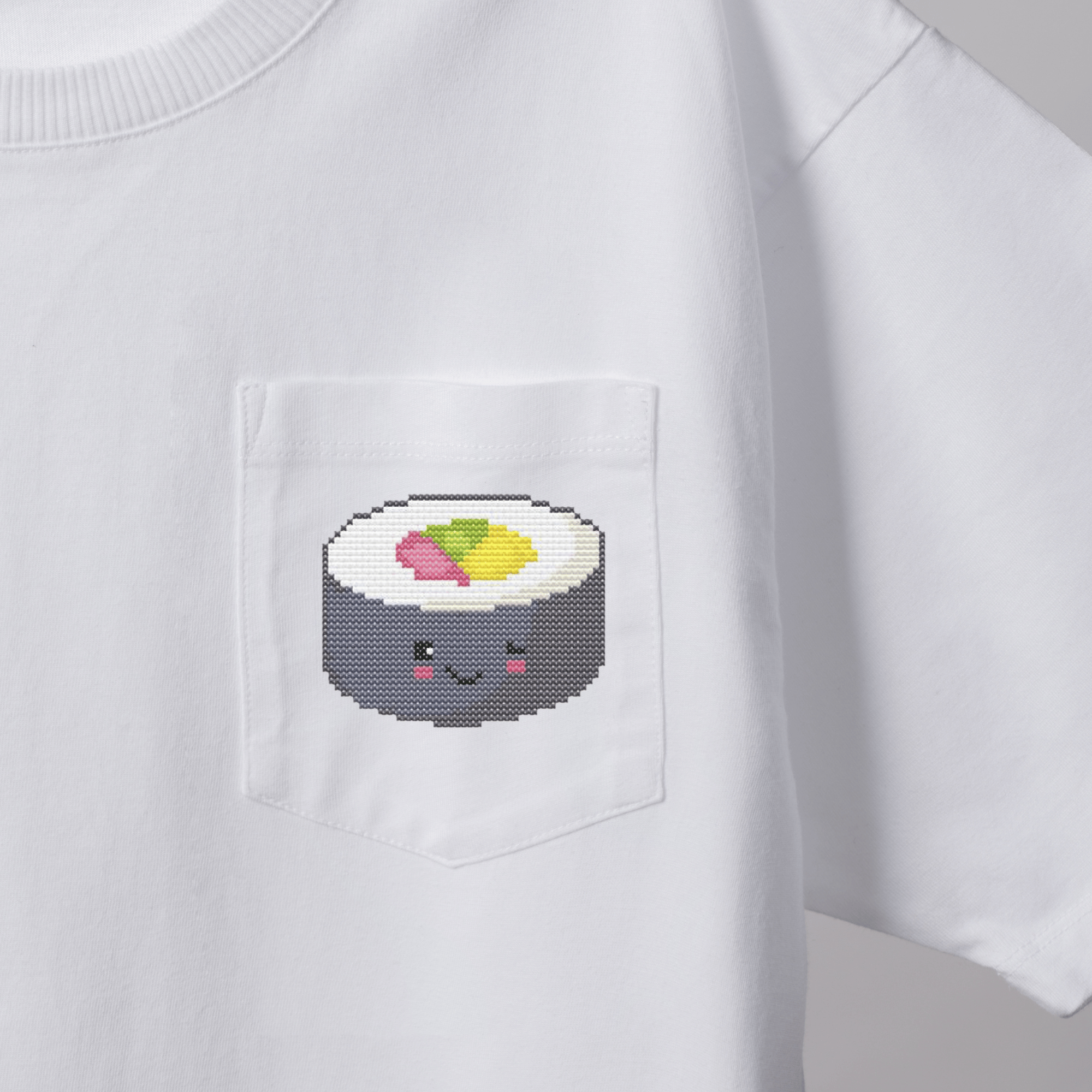 Sushi Cross Stitch Pattern Free | Free Cross Stitch Chart Sushi Roll | Kawaii Suchi Cross Stitch Pattern Free