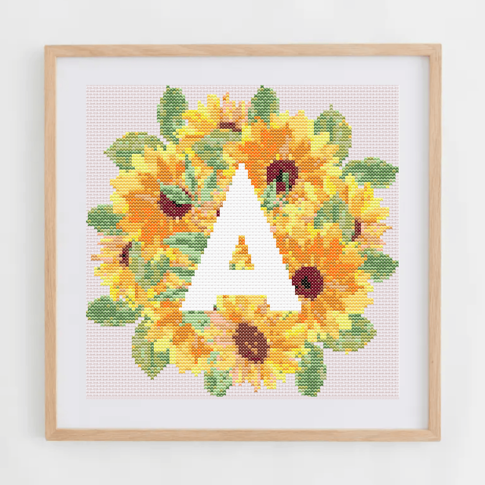 Initial Cross Stitch Pattern | Letter With Sunflower Cross Stitch Chart | Cross Stitch Monogram PDF