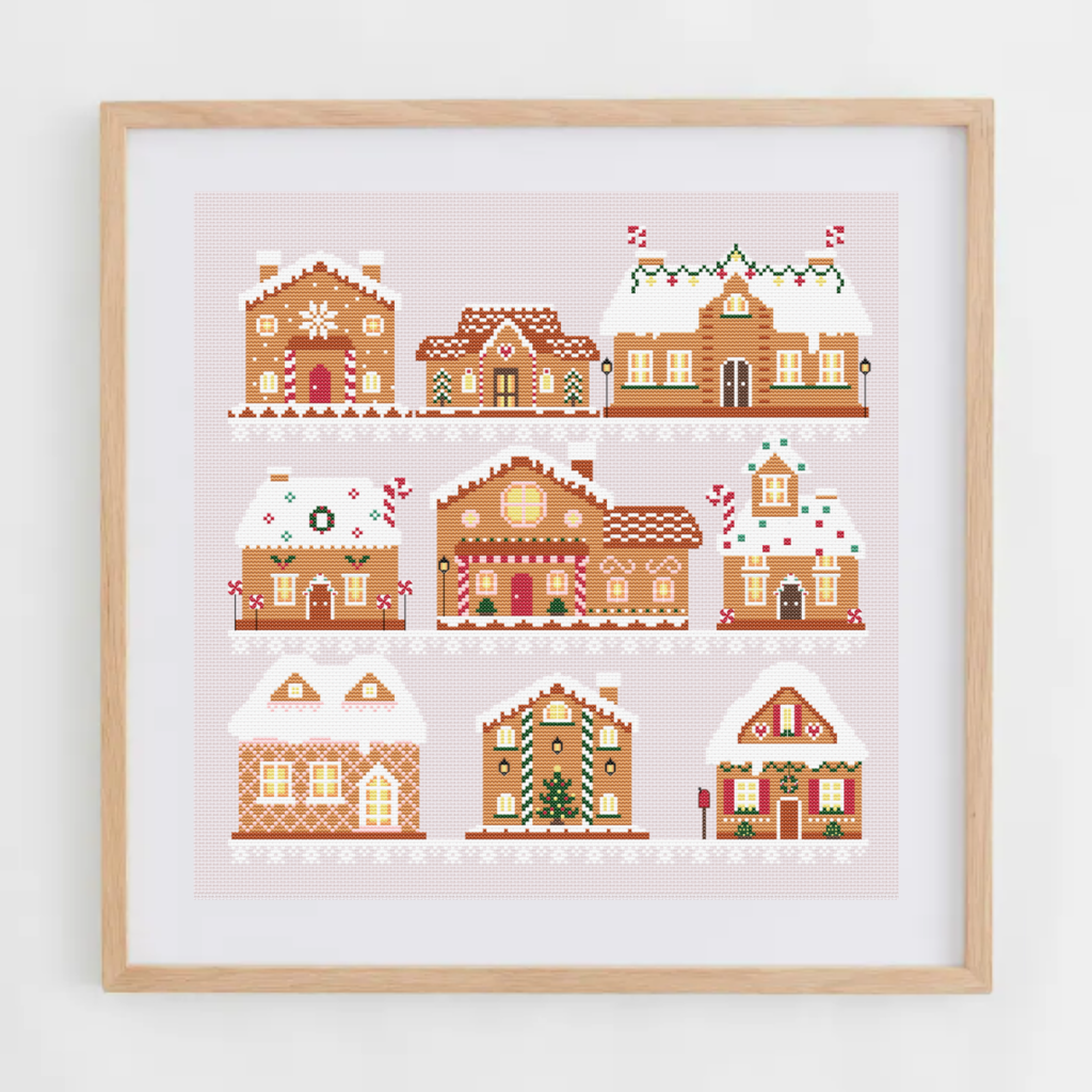 Gingerbread Houses Cross Stitch Patterns | Christmas Cross Stitch Chart With Gingerbread | Xmas Cross Stitch Ideas 