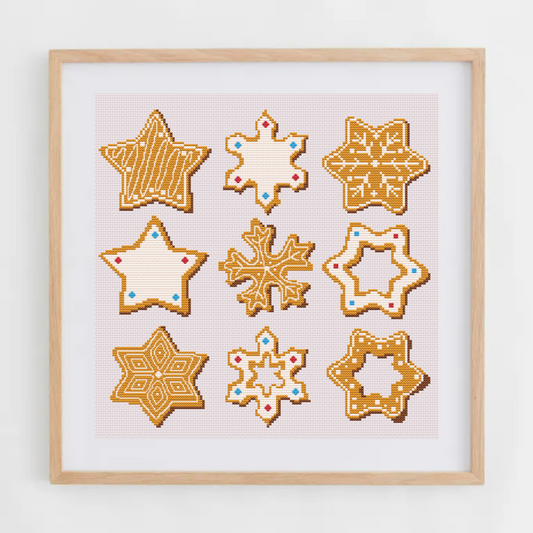 Gingerbread Cookies Cross Stitch Pattern | Christmas Cross Stitch Chart Cookies PDF
