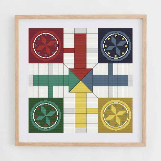 Parcheesi Cross Stitch Pattern | Board Game Cross Stitch Chart 