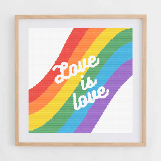 Love is Love Cross Stitch Pattern | Pride Cross Stitch Chart | Rainbow Cross Stitch | Gay Cross Stitch