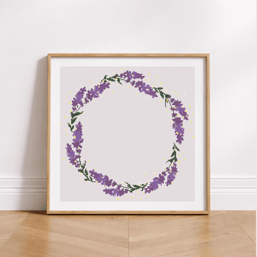 lavender flower wreath Lavender Wreath Cross Stitch Pattern – Floral PDF – The Fresh Cross Stitch