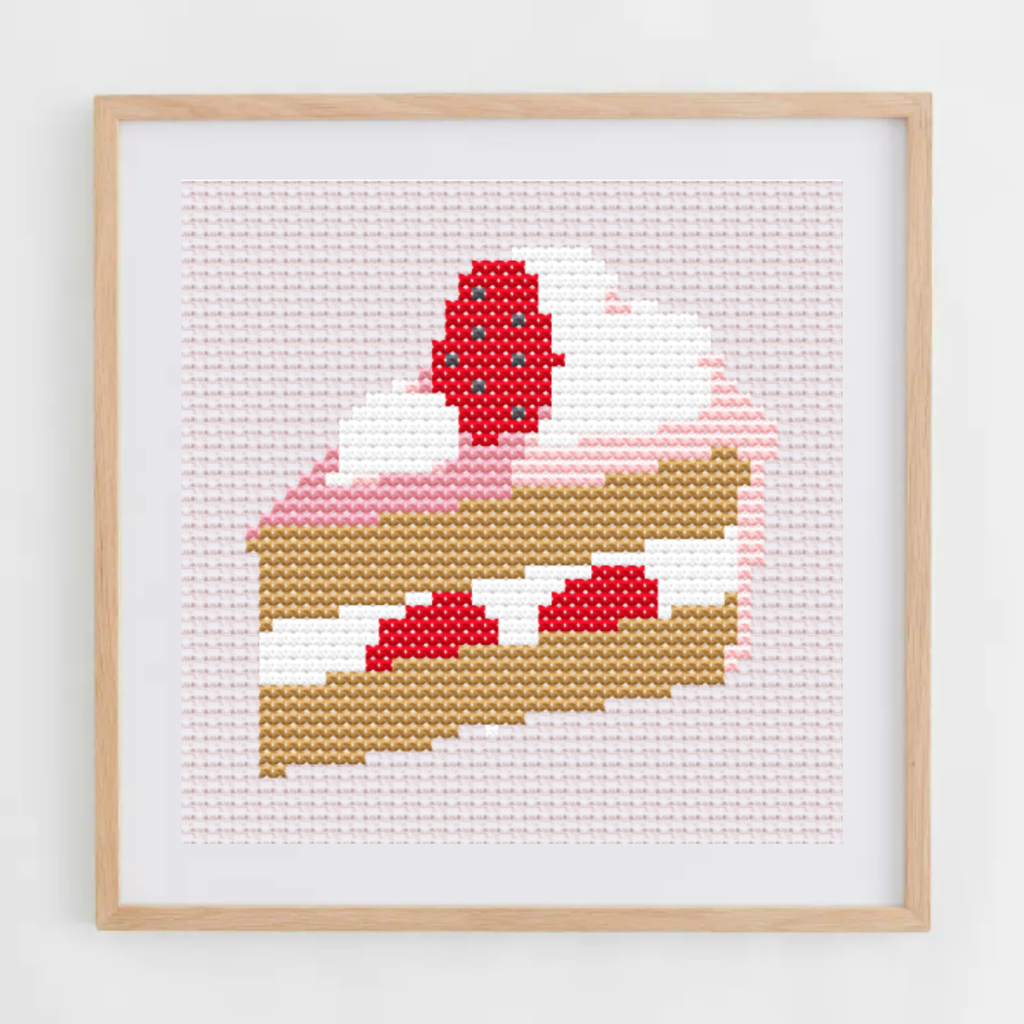 Strawerry Cake Cross Stitch Pattern | Cake Cross Stitch Chart