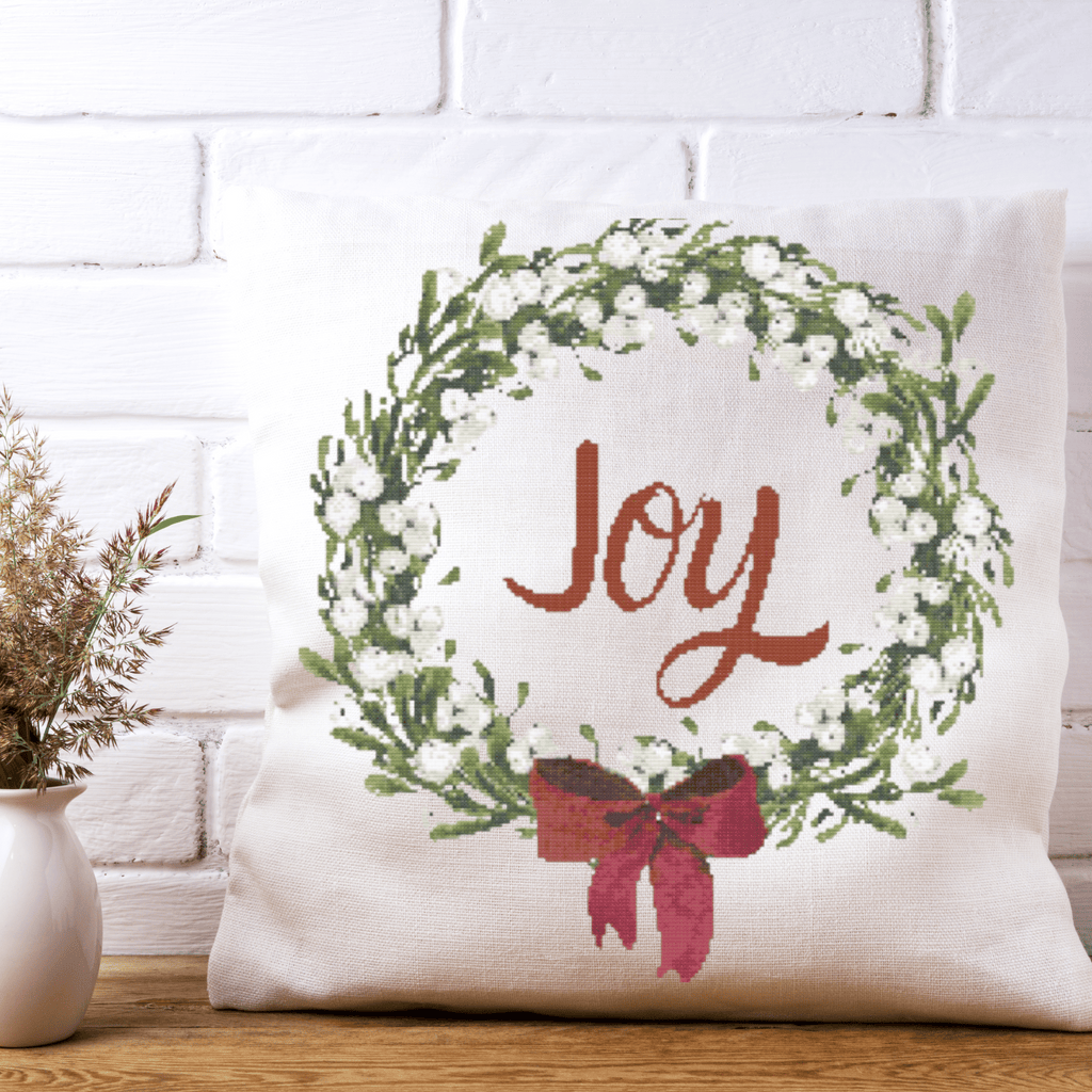 Joy Christmas Wreath Cross Stitch Pattern | Christmas Wreath Cross Stitch Chart | Christmas Cross Stitch Chart