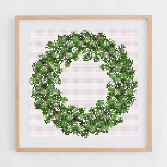 Plain Christmas wreath cross-stitch pattern | Christmas Wreath Cross Stitch Chart | Christmas Cross Stitch Pattern