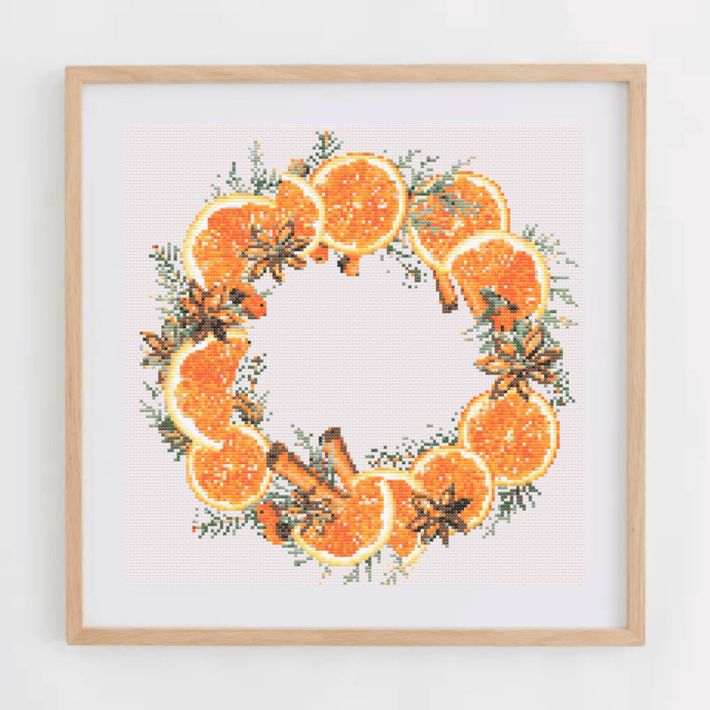 Christmas wreath cross-stitch pattern | Christmas wreath cross-stitch chart | Christmas Cross Stitch