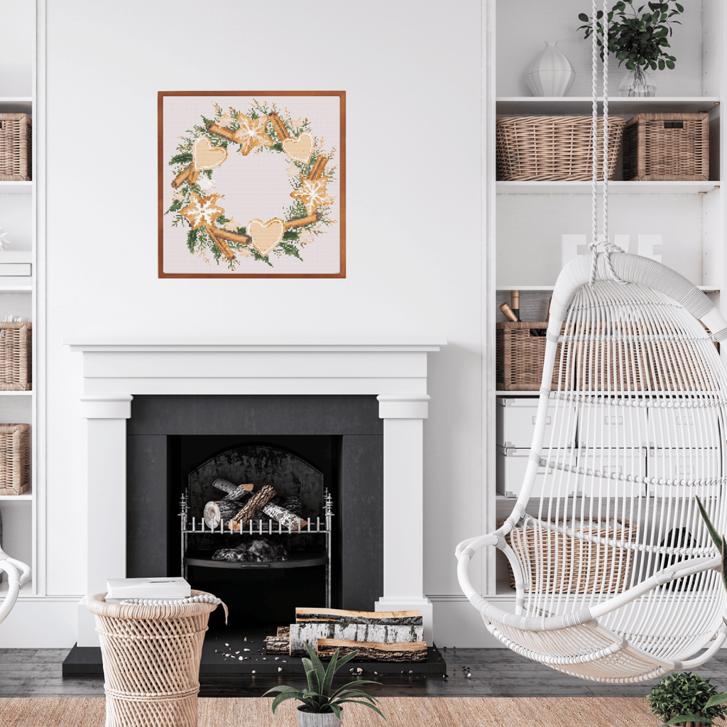 Gingerbread Christmas Wreath Cross Stitch Pattern | Christmas Wreath Cross Stitch Pattern | Christmas Cross Stitch Chart