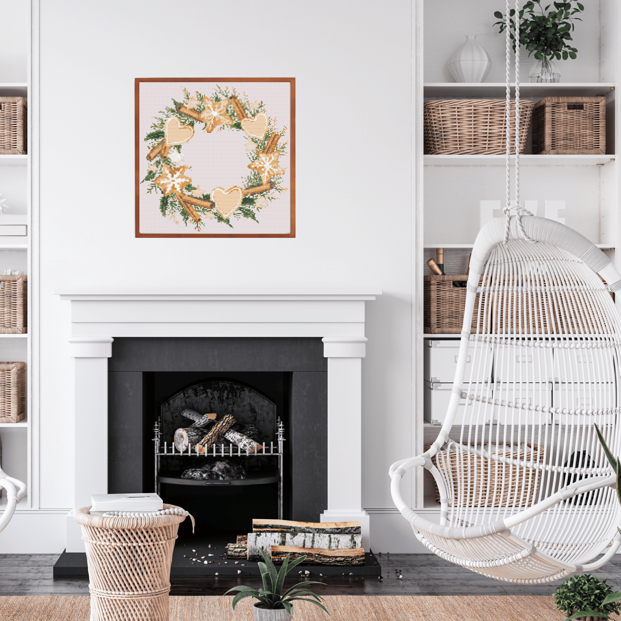 Gingerbread Christmas Wreath Cross Stitch Pattern | Christmas Wreath Cross Stitch Pattern | Christmas Cross Stitch Chart