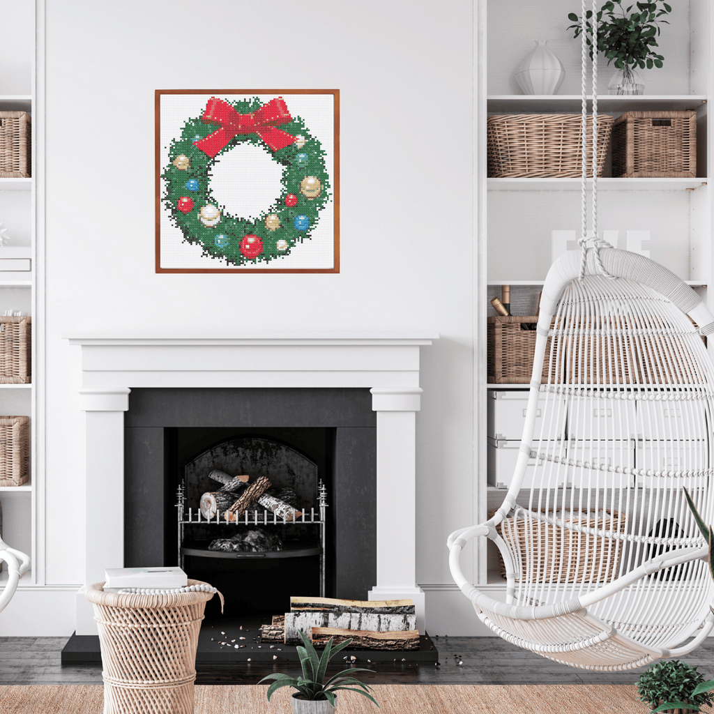 Colorful Balls Christmas Wreath Cross Stitch | Christmas Wreath Cross Stitch chart | Christmas Cross Stitch Pattern