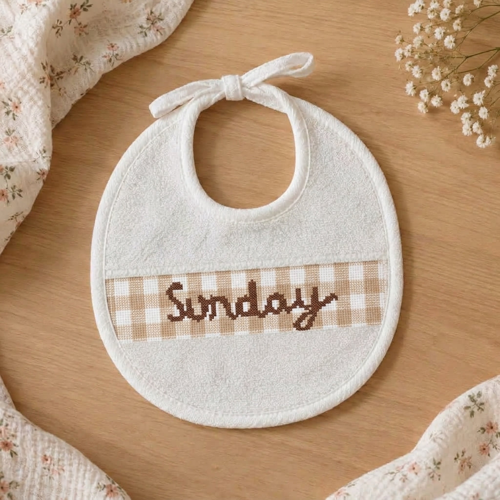 Days of the week for baby bibs cross stitch pattern