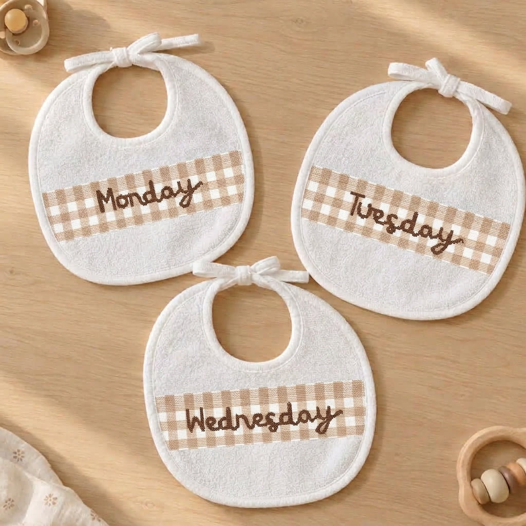Days of the week for baby bibs cross stitch pattern