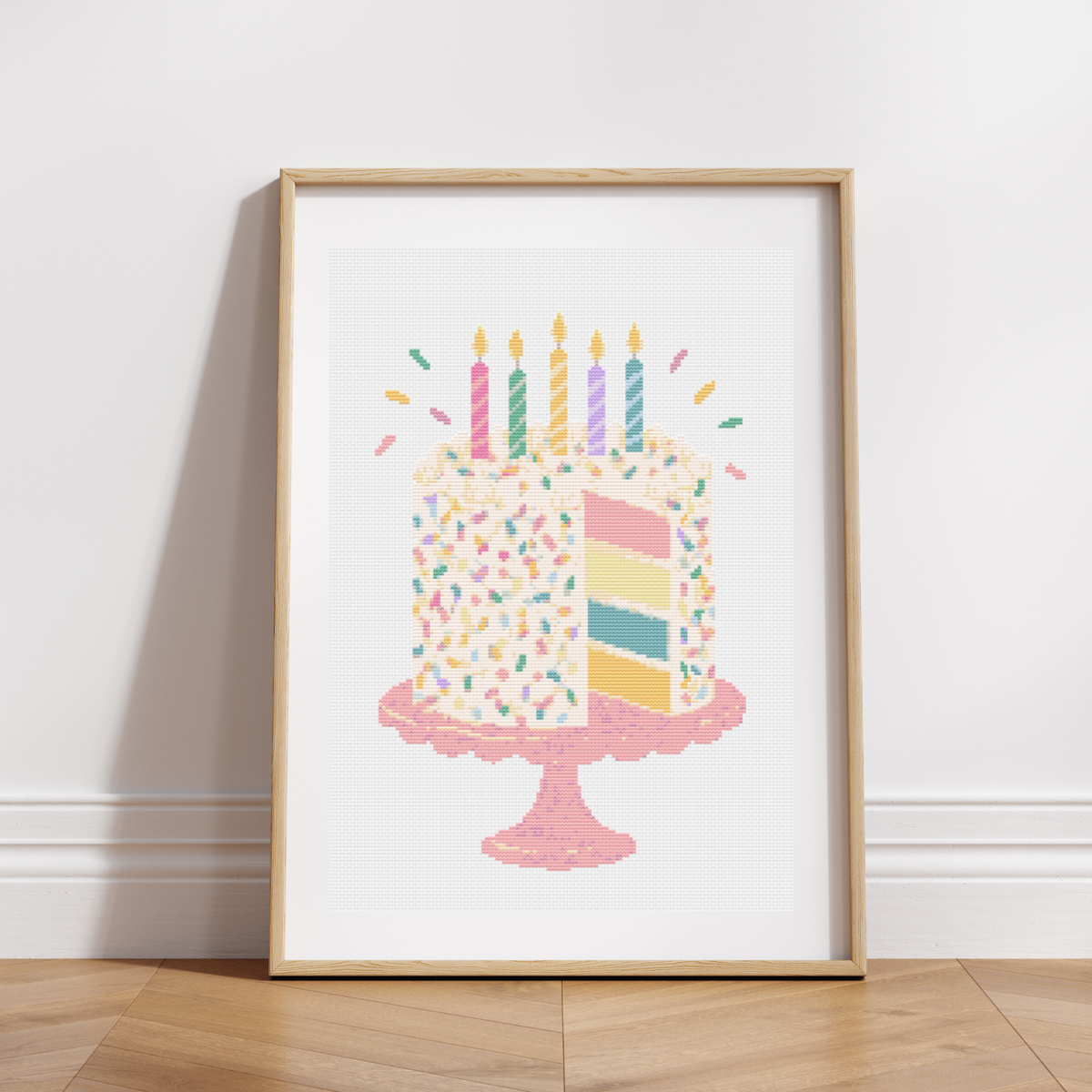 Birthday Cake Cross Stitch Pattern – Digital Chart PDF