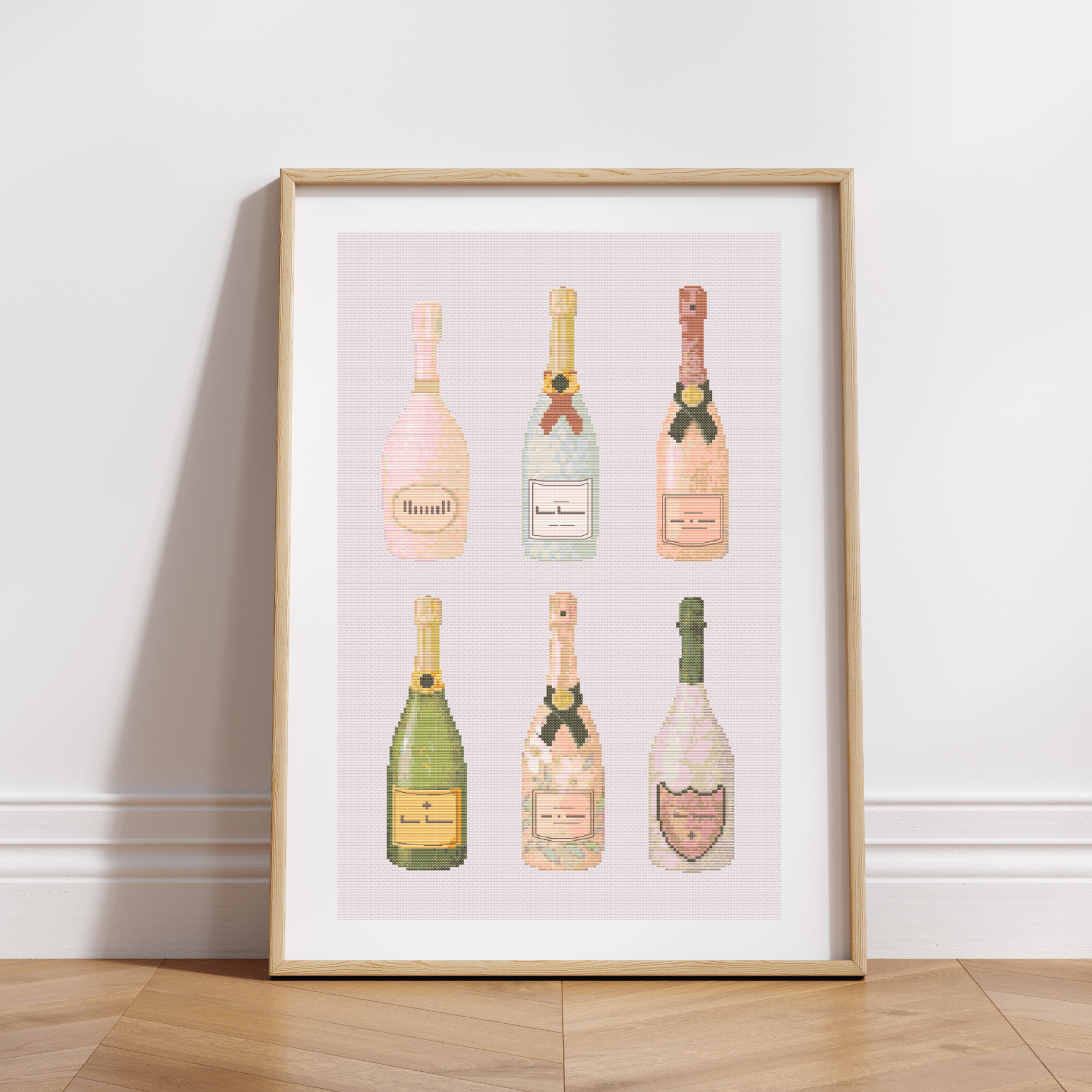 Champagne Bottles Cross Stitch Pattern