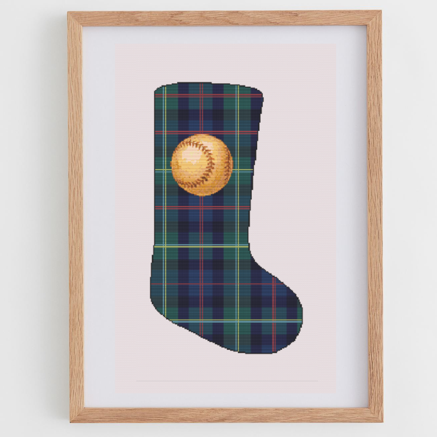 Plaid & Ball Christmas Stocking Cross Stitch Pattern
