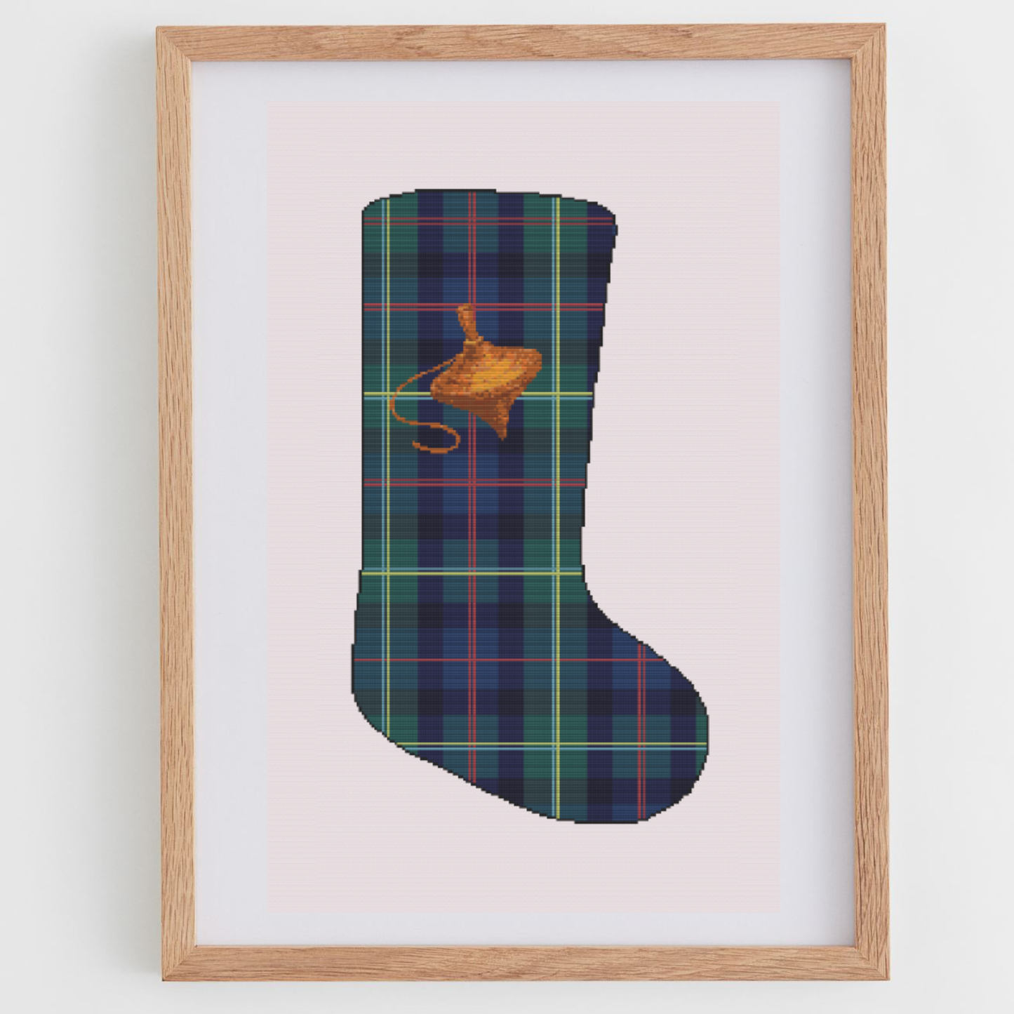 Plaid & Spnning Top Christmas Stocking Cross Stitch Pattern