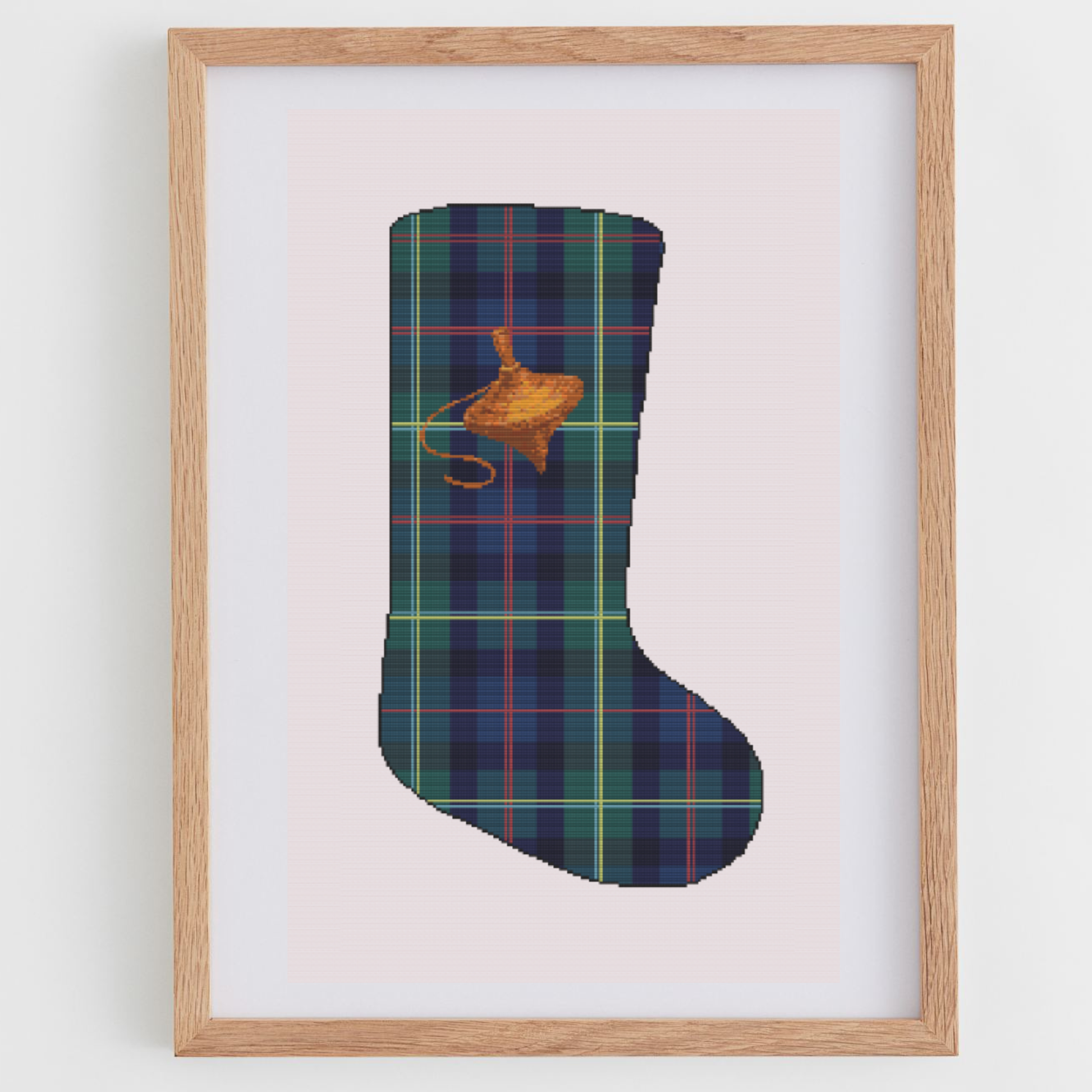 Plaid & Spnning Top Christmas Stocking Cross Stitch Pattern