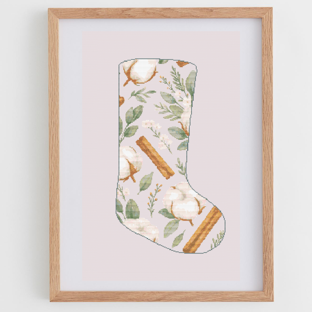 Cotton and Cinnamon Christmas Stocking Cross Stitch Pattern