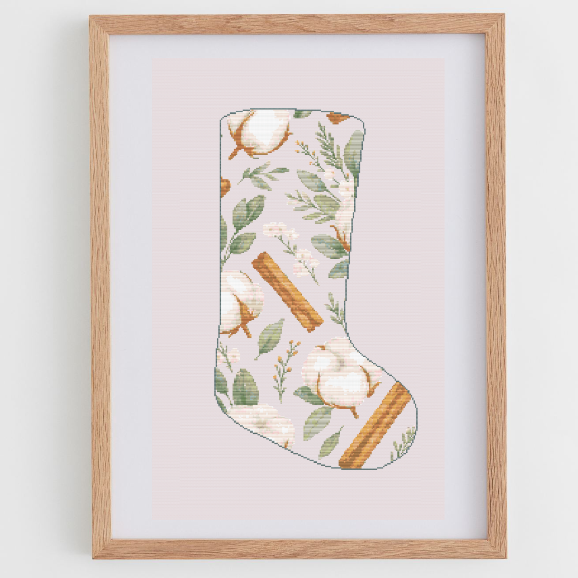 Cotton and Cinnamon Christmas Stocking Cross Stitch Pattern