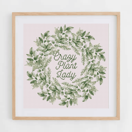 Crazy Plant Lady cross-stitch pattern | Plant cross stitch chart | Modern and pretty cross stitch ideas