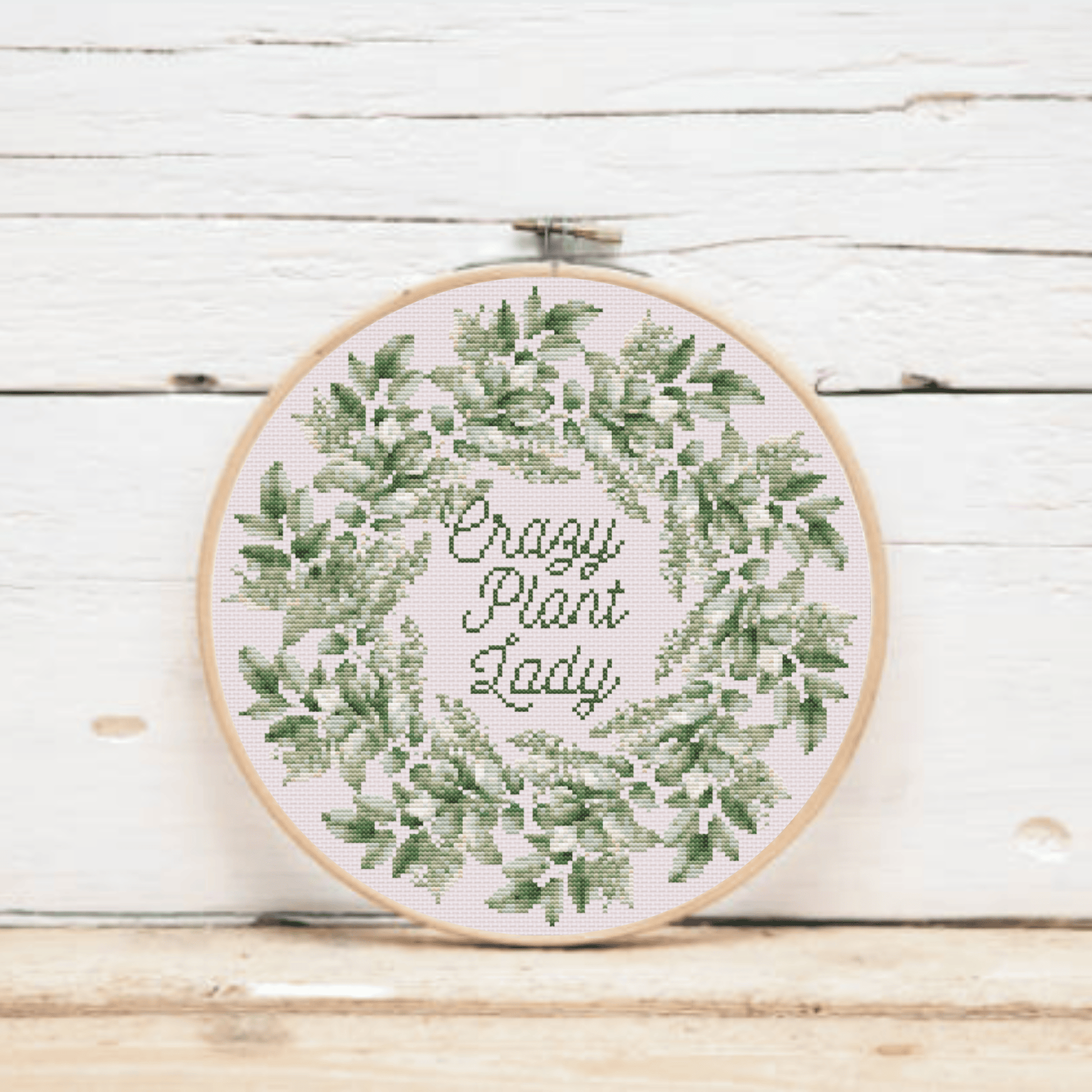 Crazy Plant Lady cross-stitch pattern | Plant cross stitch chart | Modern and pretty cross stitch ideas
