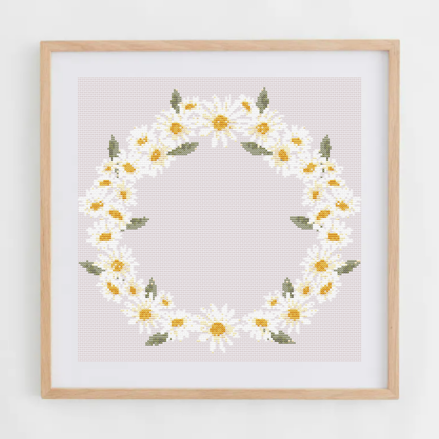 Daisies Wreath Cross Stitch Pattern | Flower Wreath Cross Stitch Chart PDF