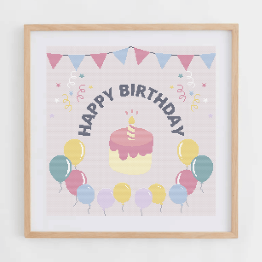 Happy Birthday Cross Stitch Pattern | Birthday Cross Stitch Chart PDF