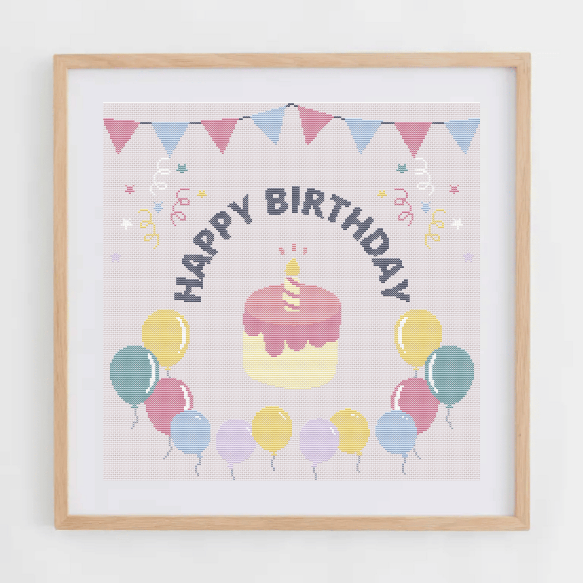Happy Birthday Cross Stitch Pattern | Birthday Cross Stitch Chart PDF