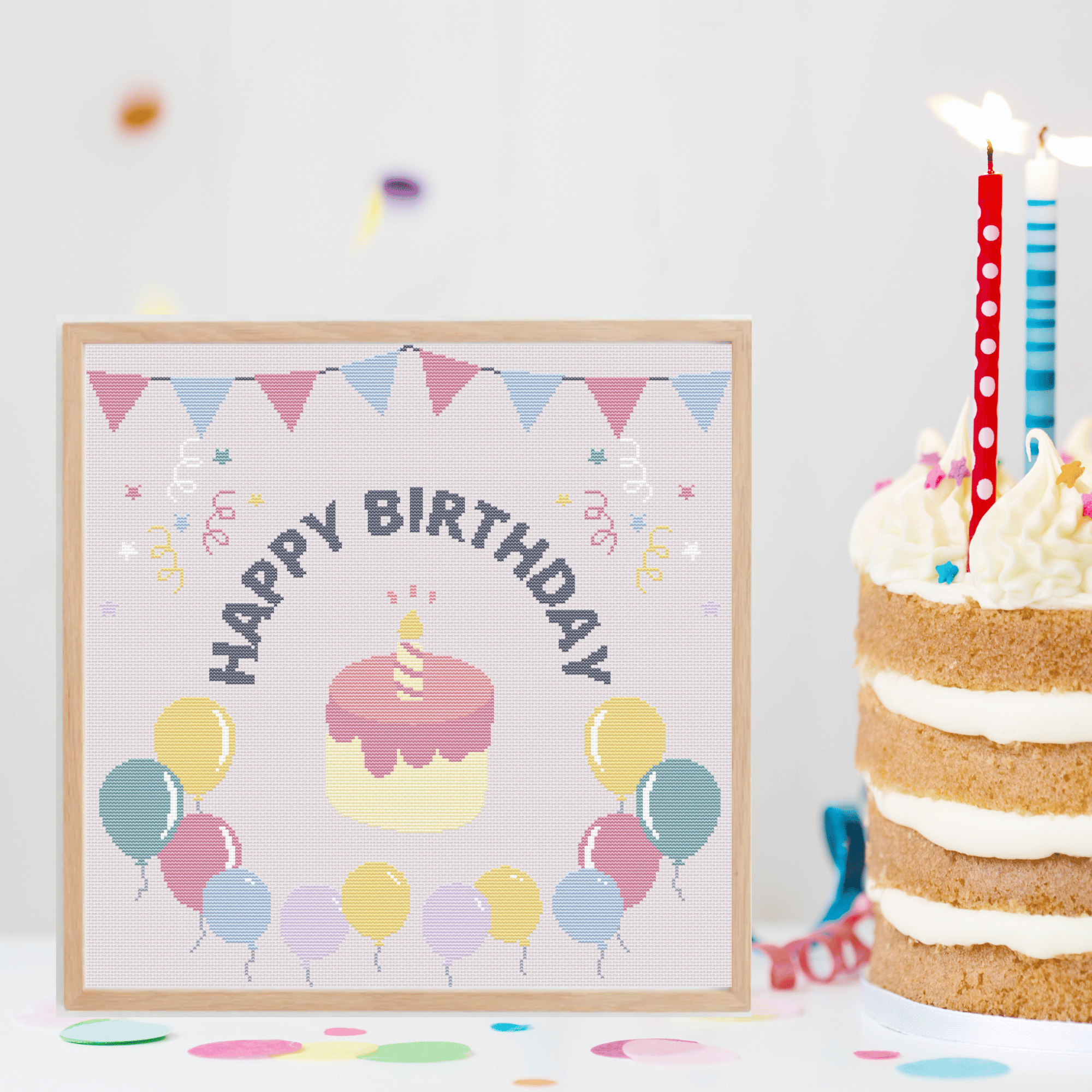 Happy Birthday Cross Stitch Pattern | Birthday Cross Stitch Chart PDF