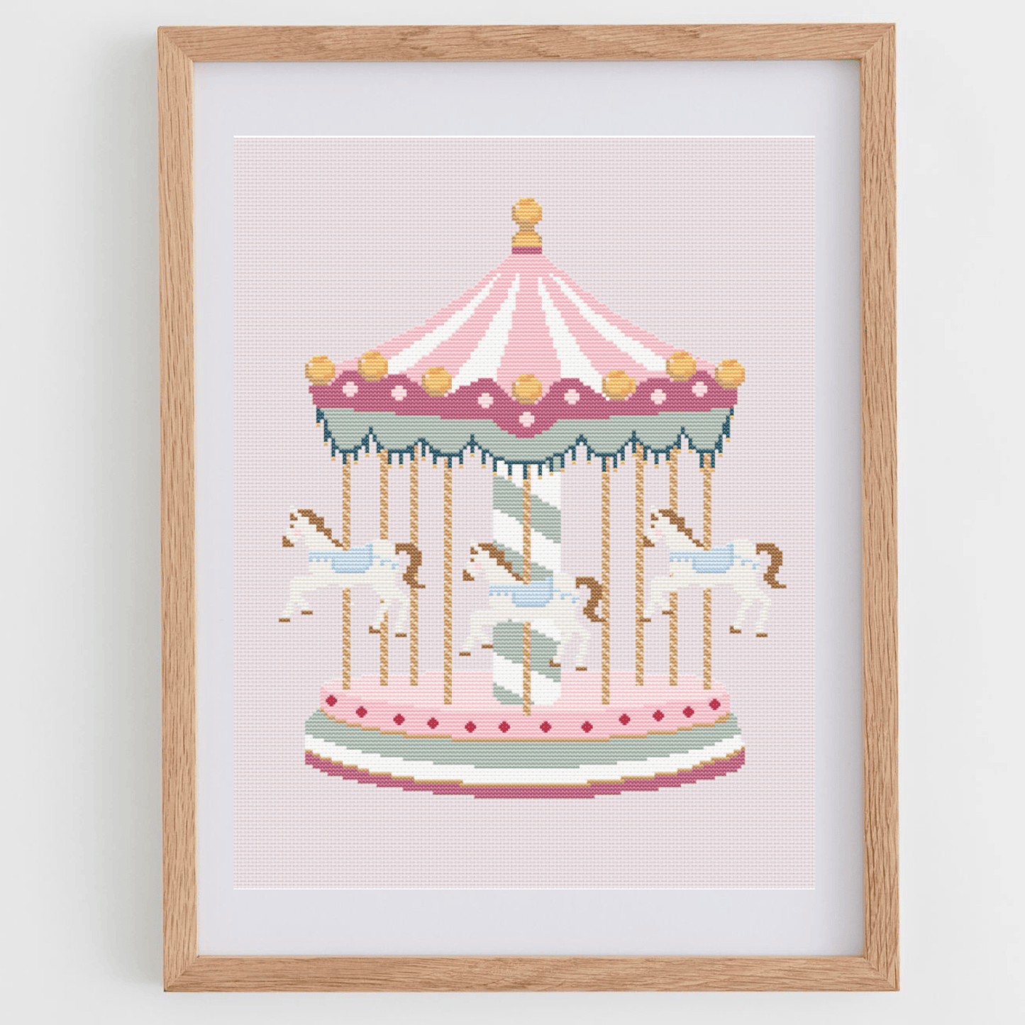 Baby Carousel Cross Stitch Pattern | Horse Carousel Cross Stitch Chart Pastel Colors | Easy Cross Stitch Patterns PDF | Baby Cross Stitch