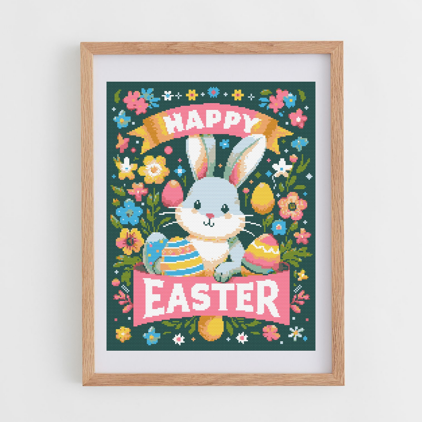 Happy Easter cross-stitch pattern PDF | Easter cross stitch charts | The Fresh Cross Stitch