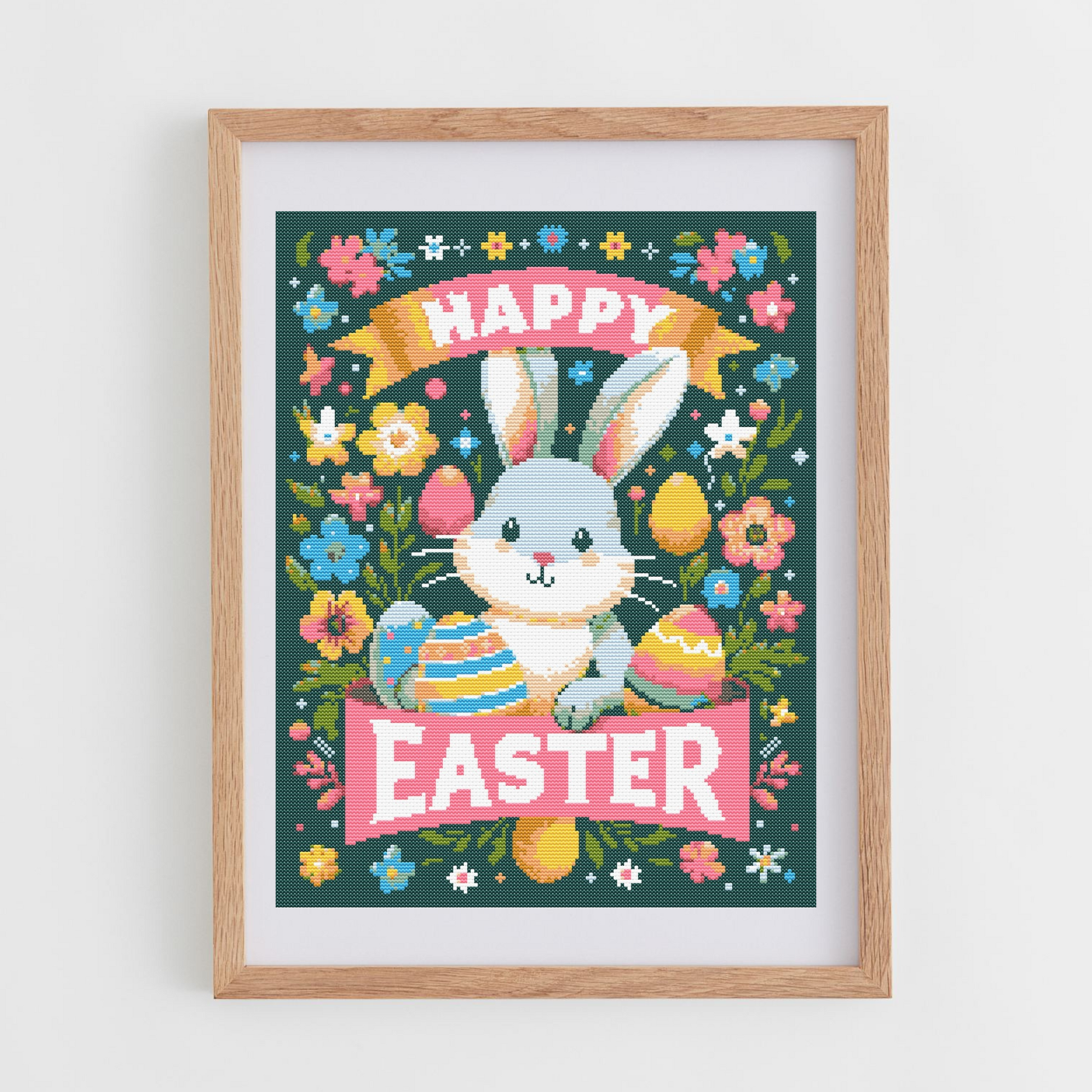Happy Easter cross-stitch pattern PDF | Easter cross stitch charts | The Fresh Cross Stitch