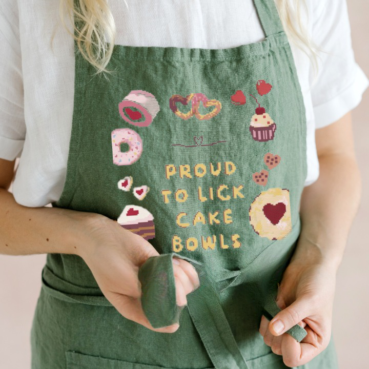 Proud to Lick Cake Bowls Cross Stitch Pattern | Cookies and Cakes Cross Stitch Chart PDF