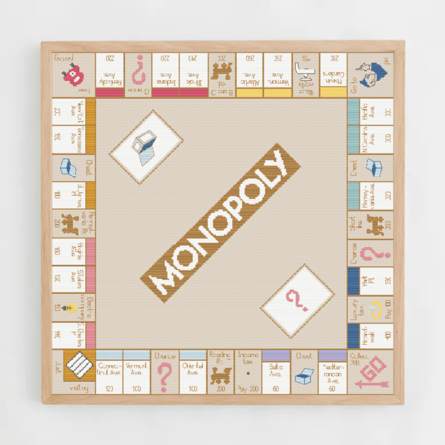 Monopoly pastel cross-stitch pattern