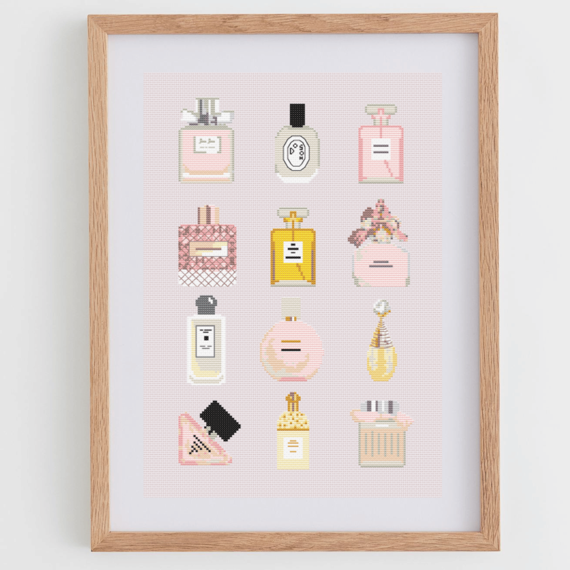Perfumes Cross Stitch Pattern | Girly Cross Stitch Chart | Vanity or Bathroom Poster Cross Stitch Ideas PDF | Modern & Pretty Cross Stitch