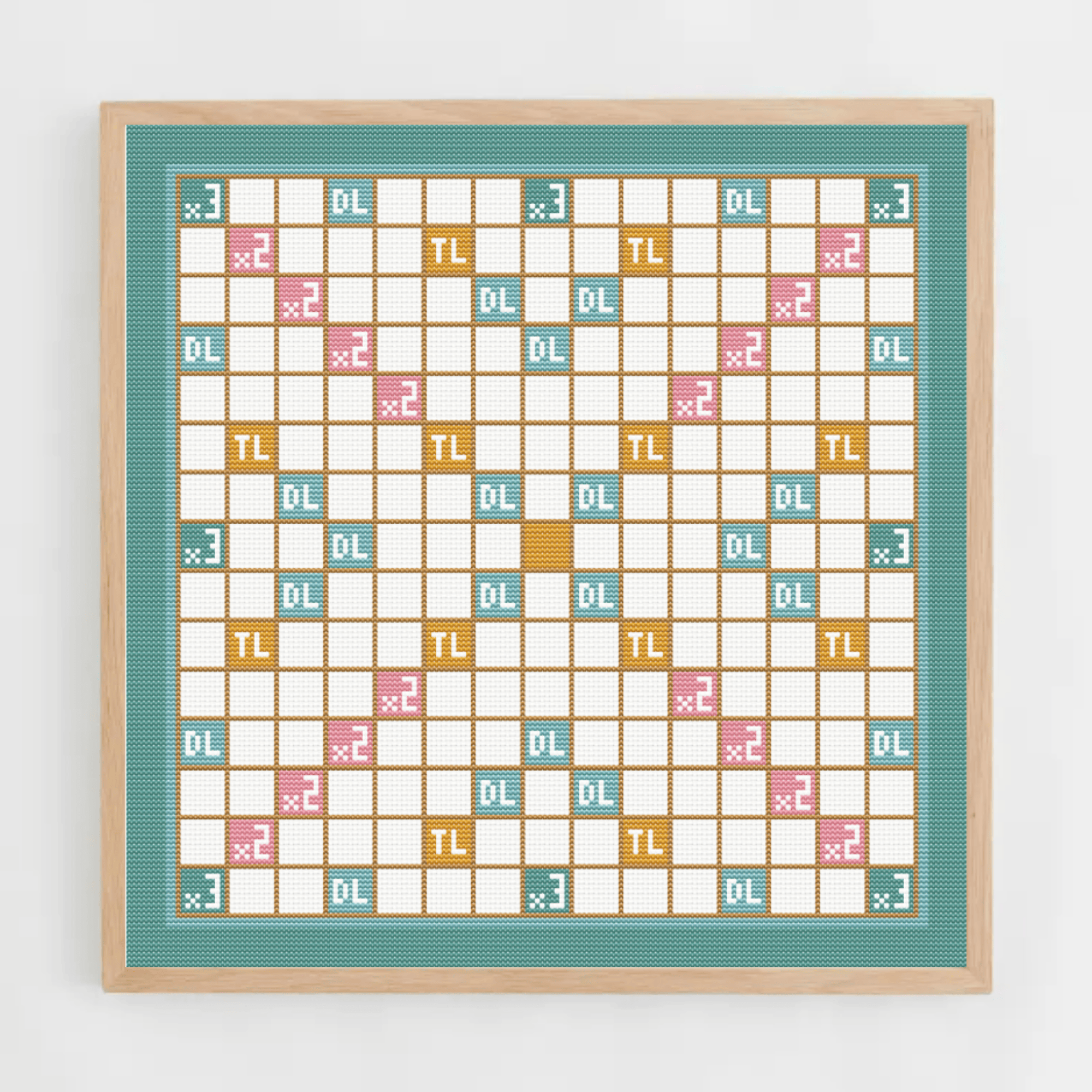 Scrabble pastel cross-stitch pattern