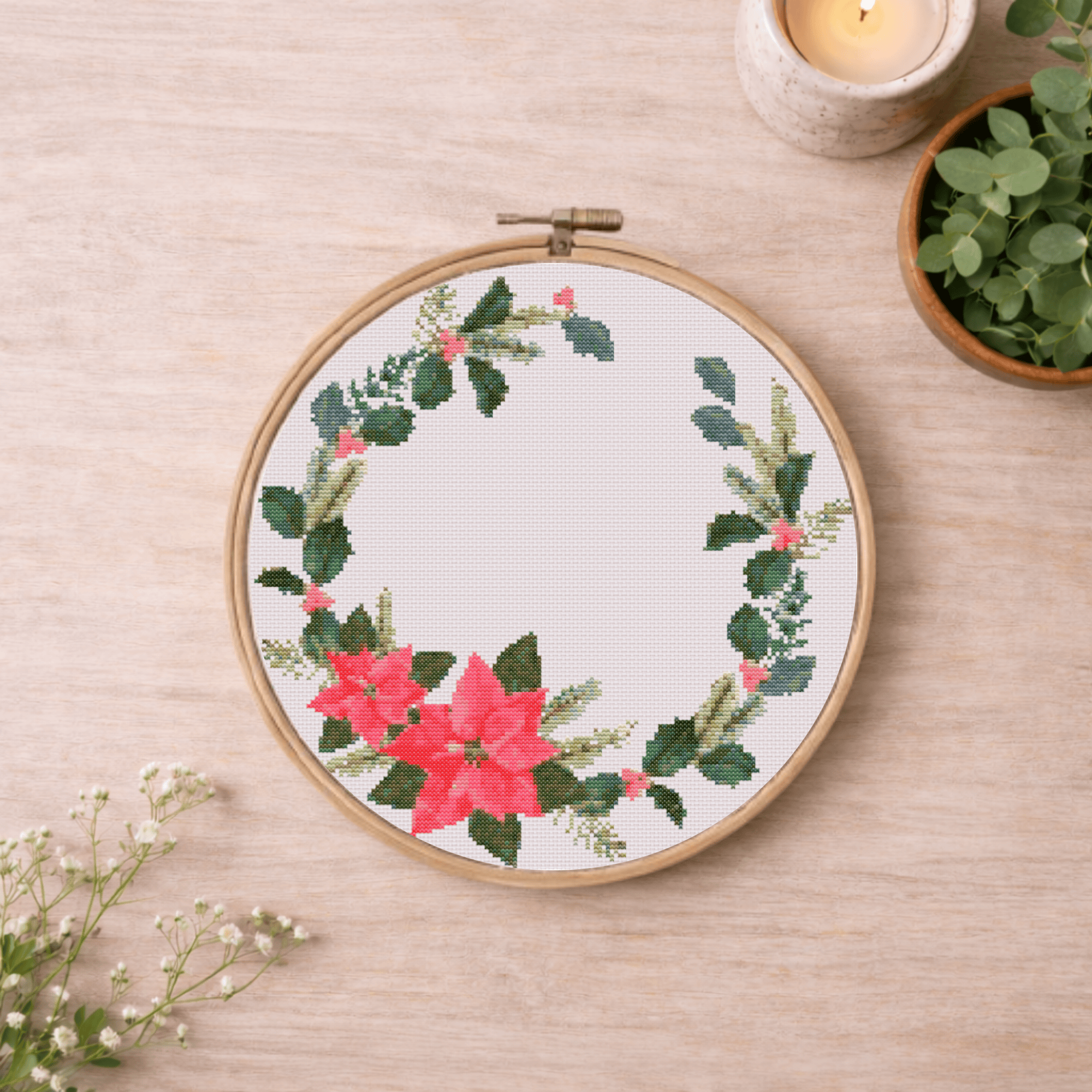 Couronne de Noël Ouverte avec Poinsettia